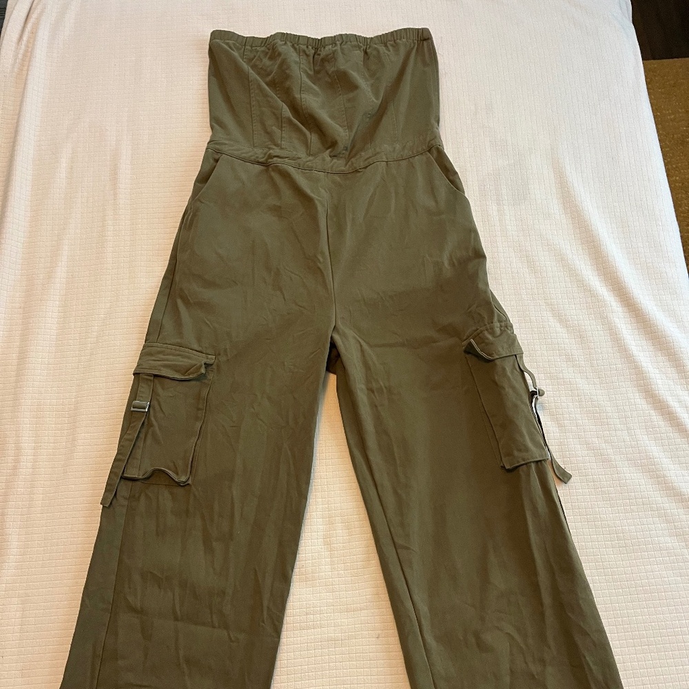 Francesca's Strapless Cargo Jumpsuit